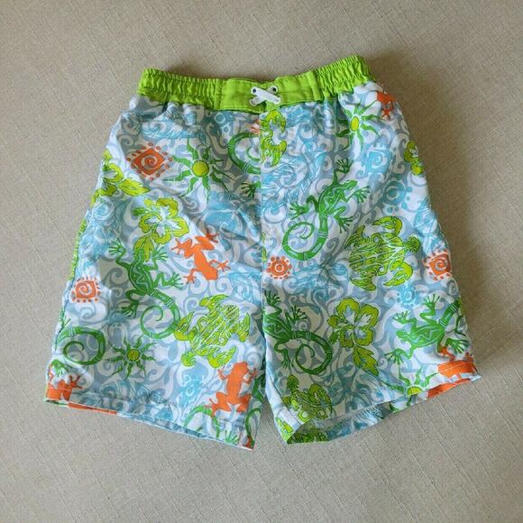 Bunz Kidz Gecko Print Swim Trunks - Picture 2 of 7